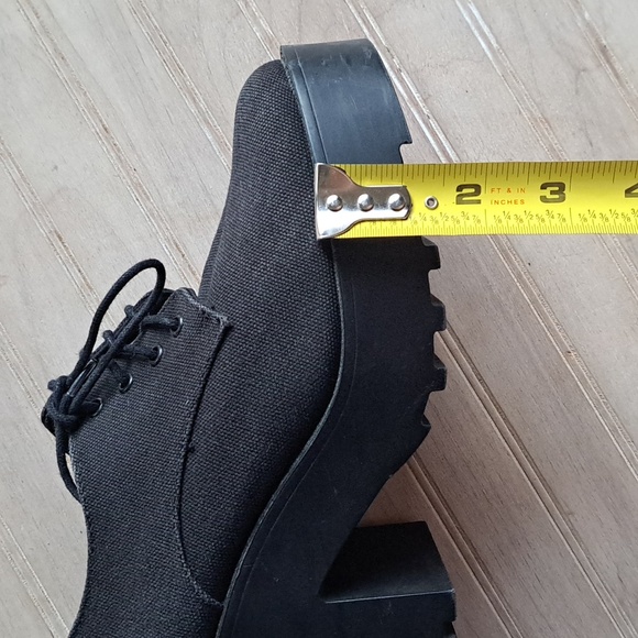 DIVIDED H&M Black Chunky Y2K Platform Lace-Up Edgy Trendy Bold Heel Shoes - Picture 13 of 13